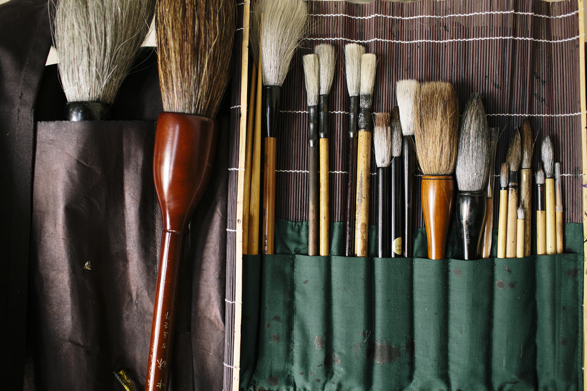 Aoi's calligraphy brushes _ photo by Corey Fuller